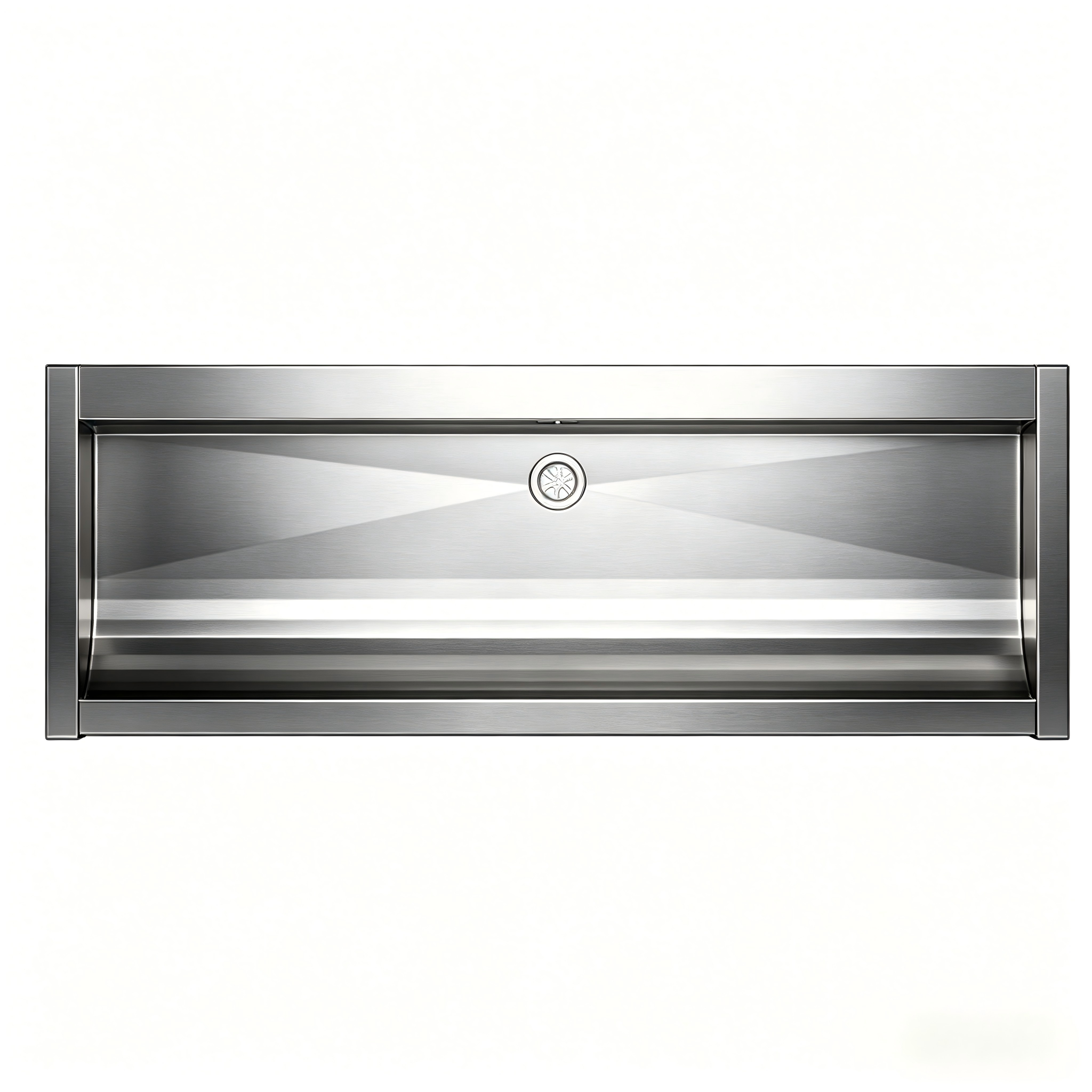 Fregadero de cocina montado en la pared con grifo, seno individual, diseño industrial rectangular de acero inoxidable cepillado