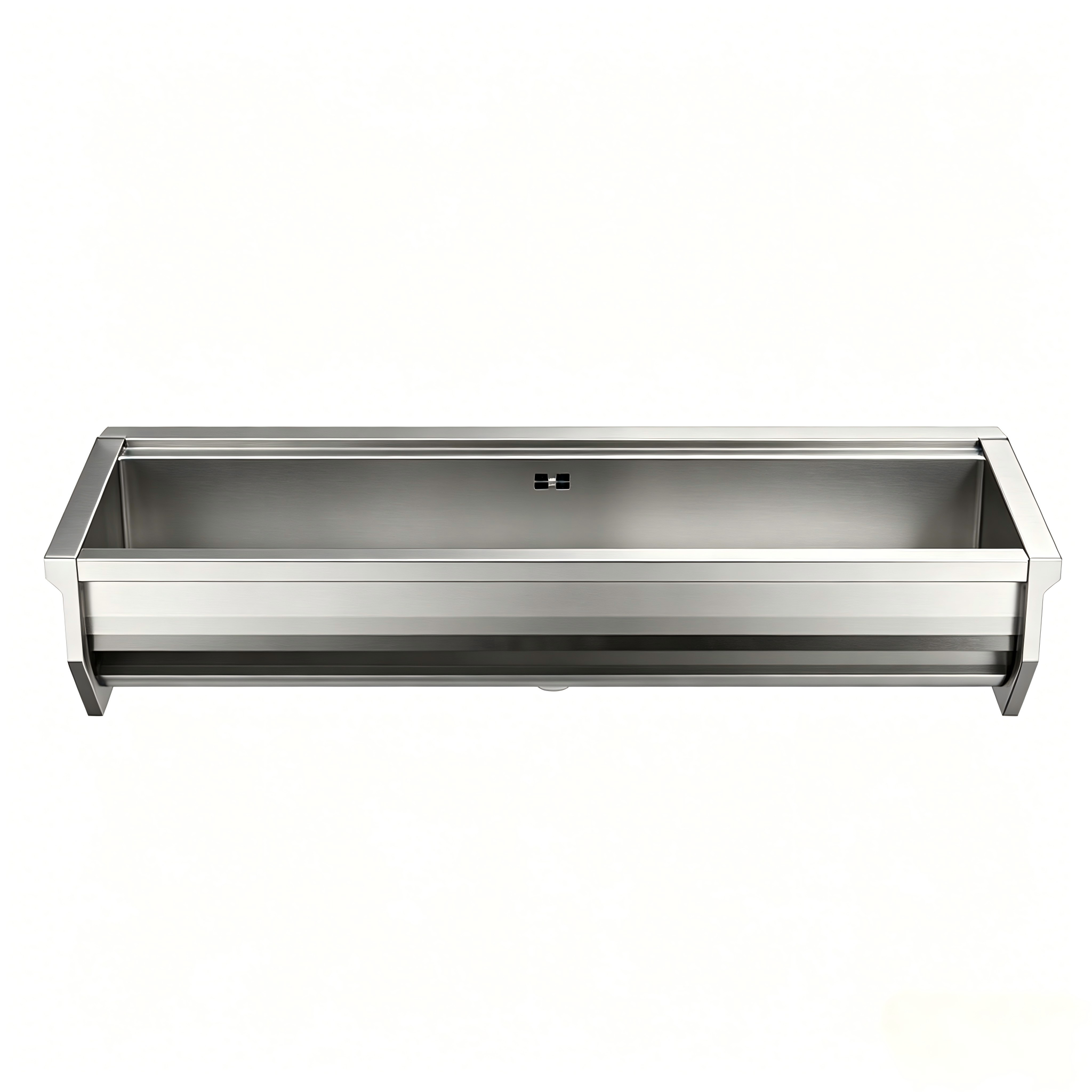 Fregadero de cocina montado en la pared con grifo, seno individual, diseño industrial rectangular de acero inoxidable cepillado