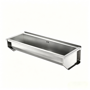 Fregadero de cocina montado en la pared con grifo, seno individual, diseño industrial rectangular de acero inoxidable cepillado