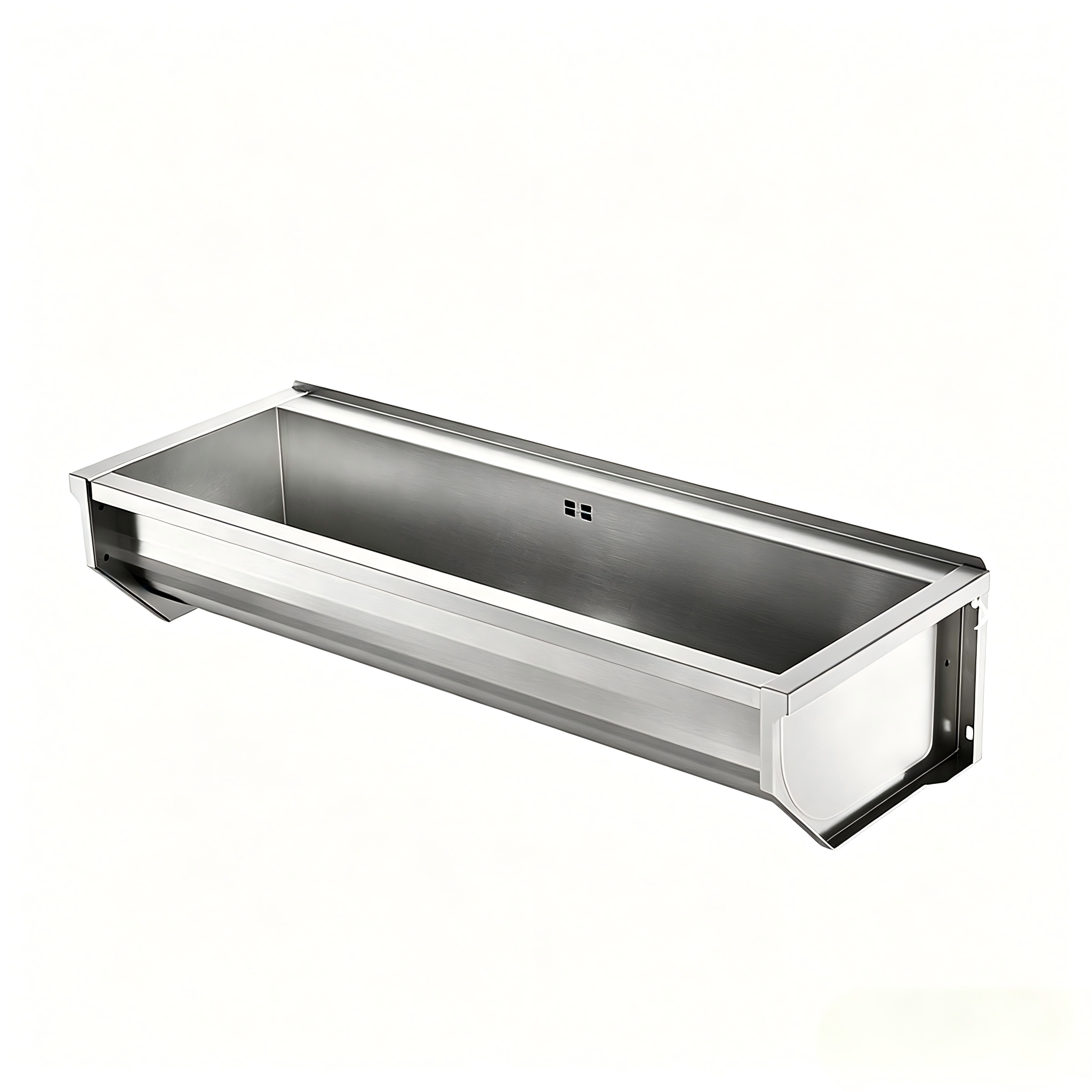 Fregadero de cocina montado en la pared con grifo, seno individual, diseño industrial rectangular de acero inoxidable cepillado